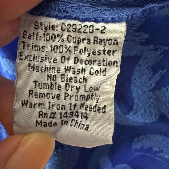 Johnny Was Cobalt Blue Sheer Eyelet Tunic Top - Picture 9 of 9